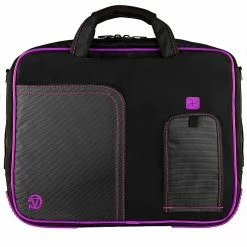 Vangoddy SumacLife 14" Business Messenger Briefcase Laptop Case, Black Purple (PT_NBKLEA737_W1)