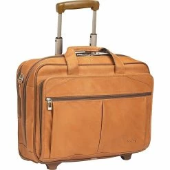Solo New York Full-Grain Leather Rolling Laptop Case, Tan, 15.6"W (D529-1)