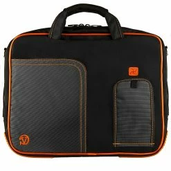 Vangoddy SumacLife 14 Inch Business Messenger Briefcase Laptop Case, Black Orange (PT_NBKLEA736_W1)