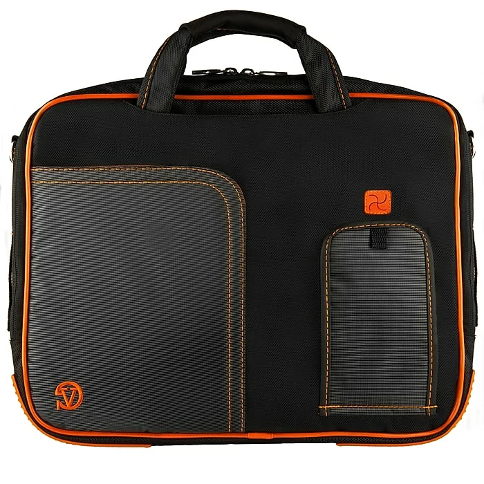 Vangoddy SumacLife 14 Inch Business Messenger Briefcase Laptop Case, Black Orange (PT_NBKLEA736_W1) 1 Vangoddy SumacLife 14 Inch Business Messenger Briefcase Laptop Case, Black Orange (PT_NBKLEA736_W1)