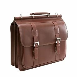Siamod MANAROLA, SIGNORINI, Oil Pull-Up Leather, Double Compartment Laptop Briefcase, Cognac (25594)