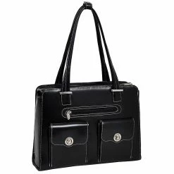 McKlein Verona, Fly-Through Checkpoint-Friendly Ladies' Laptop Briefcase, Top Grain Cowhide Leather, Black (96625)