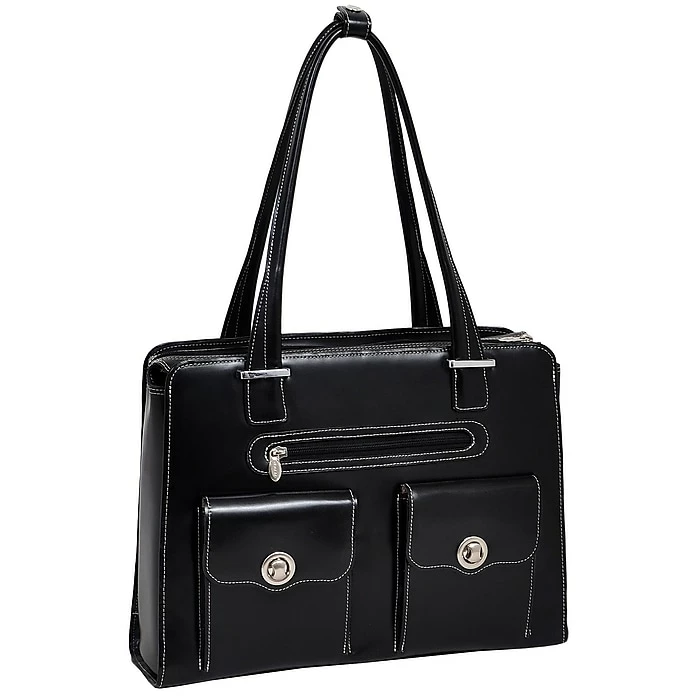 McKlein Verona, Fly-Through Checkpoint-Friendly Ladies' Laptop Briefcase, Top Grain Cowhide Leather, Black (96625) 1 McKlein Verona, Fly-Through Checkpoint-Friendly Ladies' Laptop Briefcase, Top Grain Cowhide Leather, Black (96625)