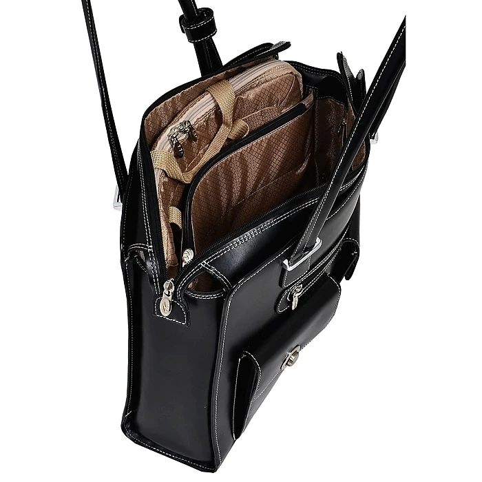 McKlein Verona, Fly-Through Checkpoint-Friendly Ladies' Laptop Briefcase, Top Grain Cowhide Leather, Black (96625) 2 McKlein Verona, Fly-Through Checkpoint-Friendly Ladies' Laptop Briefcase, Top Grain Cowhide Leather, Black (96625) - Image 2