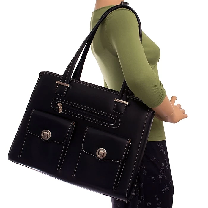 McKlein Verona, Fly-Through Checkpoint-Friendly Ladies' Laptop Briefcase, Top Grain Cowhide Leather, Black (96625) 5 McKlein Verona, Fly-Through Checkpoint-Friendly Ladies' Laptop Briefcase, Top Grain Cowhide Leather, Black (96625) - Image 5
