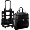 McKlein Siamod MONTEROSSO, NOVEMBRE, Embossed Crocco Leather, Ladies Patented Detachable -Wheeled Laptop Briefcase, Black (35325)