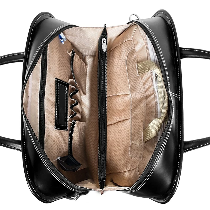 McKlein Lakewood, Checkpoint-Friendly Detachable Wheeled Laptop Briefcase, Top Grain Cowhide Leather, Black (96615) 4 McKlein Lakewood, Checkpoint-Friendly Detachable Wheeled Laptop Briefcase, Top Grain Cowhide Leather, Black (96615) - Image 4