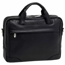 McKlein S Series, BRIDGEPORT, Pebble Grain Calfskin Leather, Large Laptop Briefcase, Black (15475)