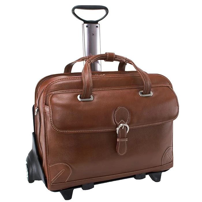 McKlein Siamod VERNAZZA, CARUGETTO, Napa Cashmere Leather, Patented Detachable -Wheeled Laptop Briefcase, Cognac (45294) 1 McKlein Siamod VERNAZZA, CARUGETTO, Napa Cashmere Leather, Patented Detachable -Wheeled Laptop Briefcase, Cognac (45294)