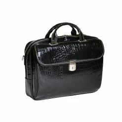 Siamod MONTEROSSO, SERVANO, Embossed Crocco Leather, Tablet Briefcase, Black (35535)