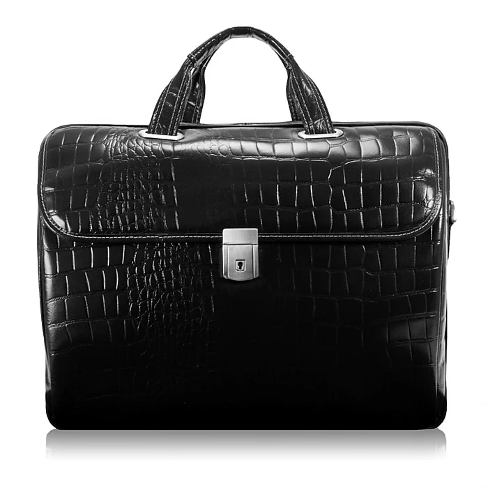 Siamod MONTEROSSO, SETTEMBRE, Embossed Crocco Leather, Medium Ladies Laptop Briefcase, Black (35525) 2 Siamod MONTEROSSO, SETTEMBRE, Embossed Crocco Leather, Medium Ladies Laptop Briefcase, Black (35525) - Image 2