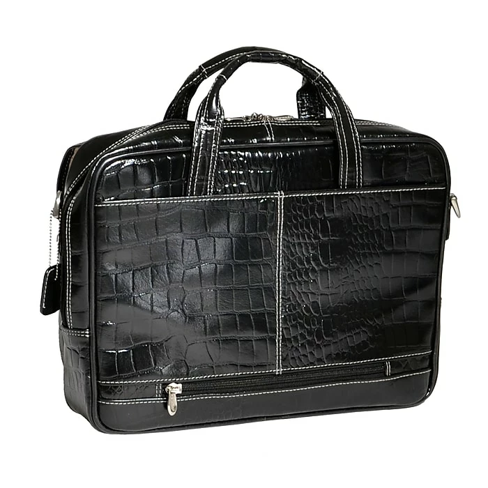 Siamod MONTEROSSO, SETTEMBRE, Embossed Crocco Leather, Medium Ladies Laptop Briefcase, Black (35525) 4 Siamod MONTEROSSO, SETTEMBRE, Embossed Crocco Leather, Medium Ladies Laptop Briefcase, Black (35525) - Image 4