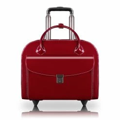 McKlein Limited Edition Laptop Rolling Briefcase, Red Leather (96146A)