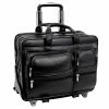 McKlein Clinton P Series Laptop Rolling Briefcase, Black Leather (88445)