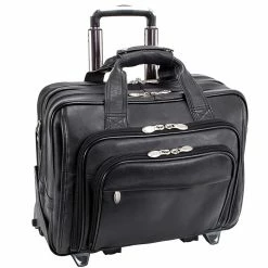 McKlein I Series Laptop Rolling Briefcase, Black Leather (43185)