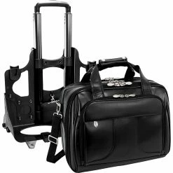 McKlein R Series Laptop Rolling Briefcase, Black Leather (83585)