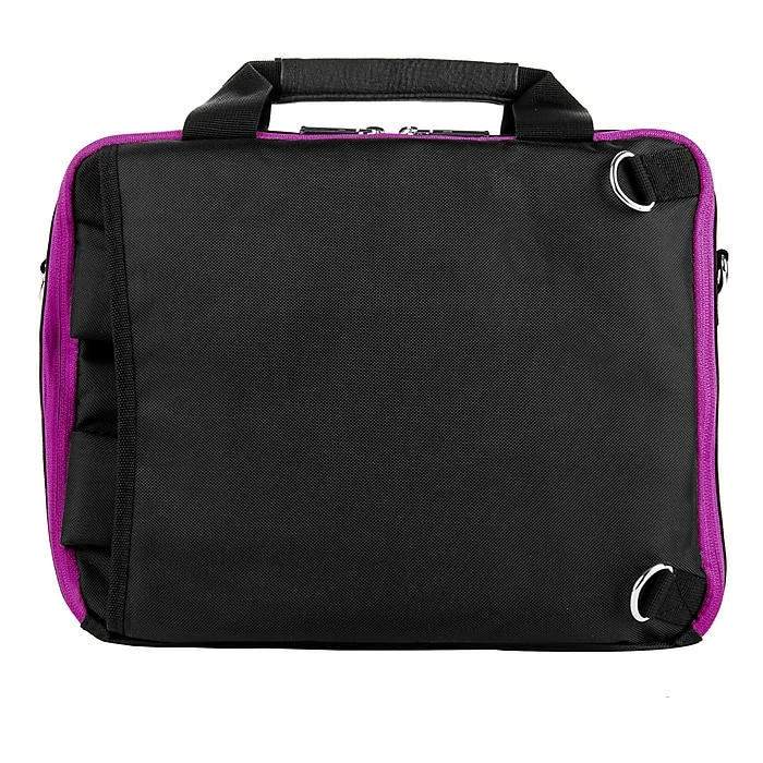 Vangoddy Nylon Backpack Messenger Shoulder Bag Case For 13.3 To 14 Inch Laptop, Black Purple (PT_NBKLEA285_17) 6 Vangoddy Nylon Backpack Messenger Shoulder Bag Case For 13.3 To 14 Inch Laptop, Black Purple (PT_NBKLEA285_17) - Image 6