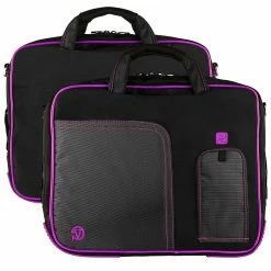 Vangoddy Pindar Laptop Sleeve Messenger Shoulder Bag Fits Up To 15" Laptops - Large (Black And Purple)