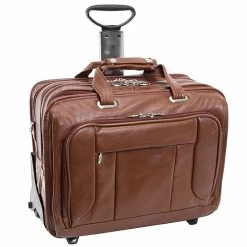 McKlein S Series, WEST TOWN, PebbleGrain Leather, Checkpoint-Friendly Detachable Wheeled Laptop Briefcase, Brown (15704)