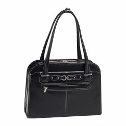 McKlein W Series Oak Grove Ladies' Laptop Handbag, Black Trimmed In Sand Leather (96635) -Laptop Bags & Cases Shop unnamed file 588
