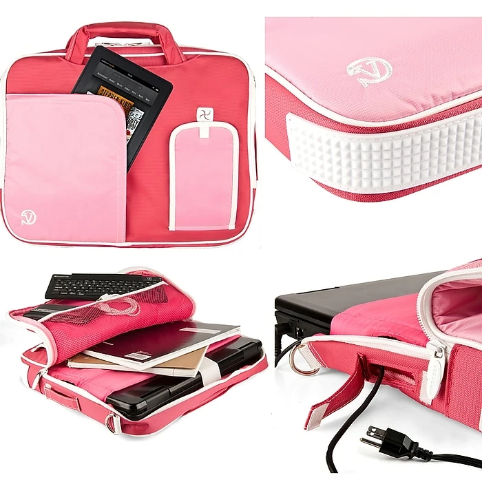 Vangoddy Office Business Travel Laptop Case Up To 14 Inch Laptop + 4x MicroUSB Charging Cables, Pink 2 Vangoddy Office Business Travel Laptop Case Up To 14 Inch Laptop + 4x MicroUSB Charging Cables, Pink - Image 2