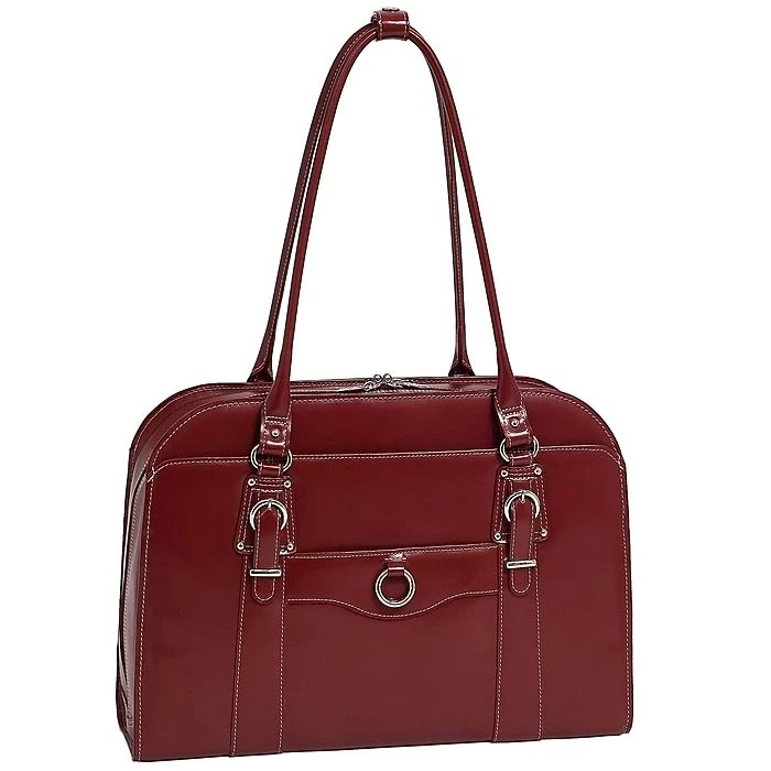 McKlein W Series Laptop Briefcase, Red Trimmed In Sand Leather (96526) 1 McKlein W Series Laptop Briefcase, Red Trimmed In Sand Leather (96526)