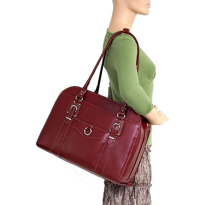 McKlein W Series Laptop Briefcase, Red Trimmed In Sand Leather (96526) 4 McKlein W Series Laptop Briefcase, Red Trimmed In Sand Leather (96526) - Image 4