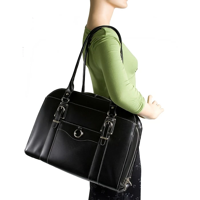 McKlein W Series Laptop Briefcase, Black Trimmed In Sand Leather (96525) 4 McKlein W Series Laptop Briefcase, Black Trimmed In Sand Leather (96525) - Image 4