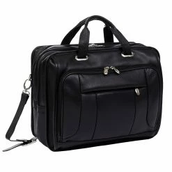 McKlein S Series Laptop Briefcase, Black Leather (15715)