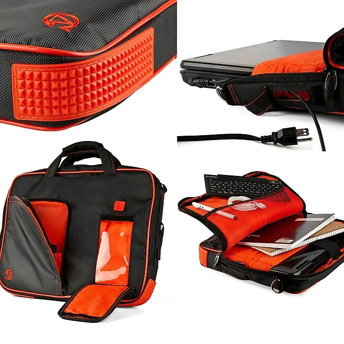 Vangoddy Office Business Travel Laptop Case Up To 12 Inch Laptop Tablet + 4x MicroUSB Charging Cables, Black Red 2 Vangoddy Office Business Travel Laptop Case Up To 12 Inch Laptop Tablet + 4x MicroUSB Charging Cables, Black Red - Image 2